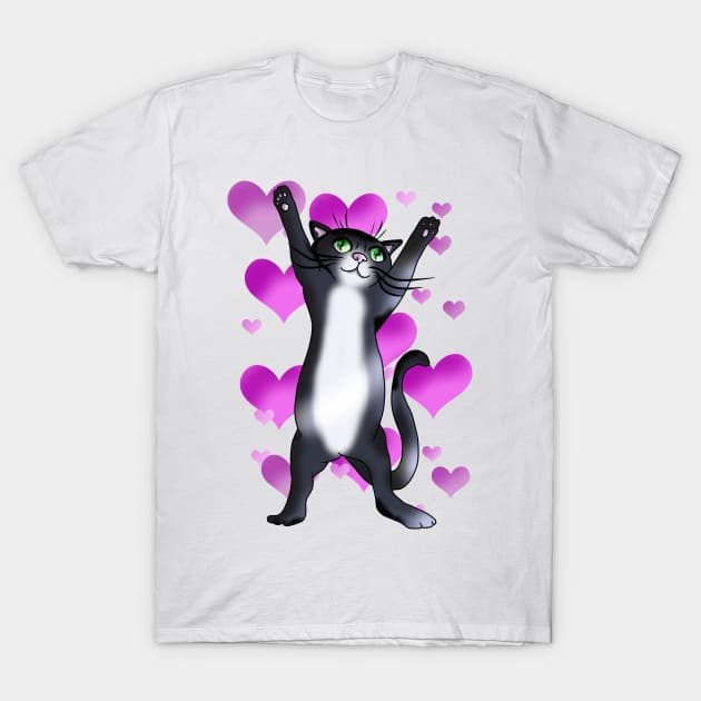 Black and white cat love T-Shirt by cuisinecat